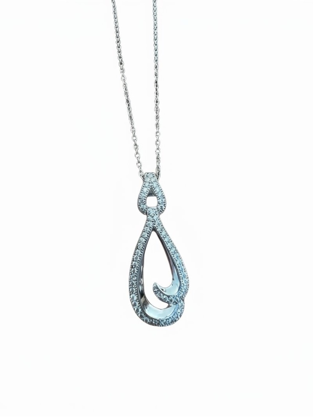 Lafonn .925 Sterling Silver Open Teardrop Pendant Necklace NEW